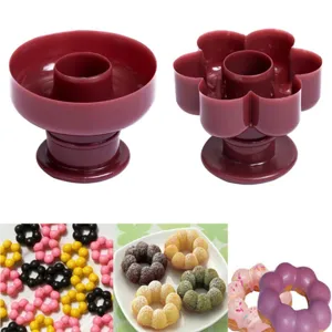 Kunststof Donut Vorm Bloemig Ronde Cake Brood Pers Koekje Stempel Keuken Bakken Gereedschap Pastry Maker Dessert
