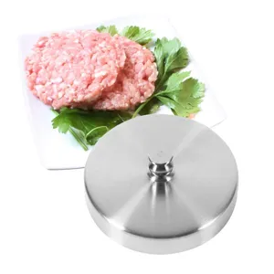Stainless steel hamburger press patty maker kitchen tool for DIY burgers and meatballs.