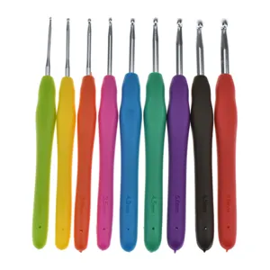 Ergonomic Crochet Needles Soft Grip Aluminum Weaving Tools For DIY Yarn Crafting And Handiwork Enthusiasts
