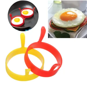 Silikon Spiegeleier Ring Form Set mit Griffen zum Braten von Eiern und leckeren Pfannkuchen.