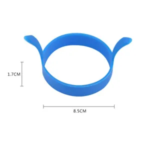 Blauer Silikon Eierring Pfannkuchenform mit Doppelgriffen Kochwerkzeug Durchmesser 8.5cm
