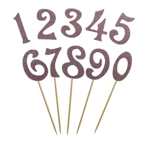 Glitter cijfer taart toppers 0-9 set voor verjaardag feest en dessert decoratie
