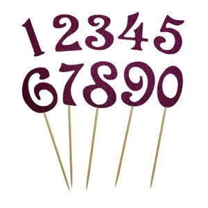 Glitter cijfer taarttoppers 0-9 voor verjaardagsfeest taartdecoratie en dessertprikkers.