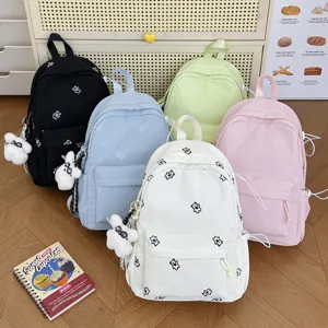 Cute bear print mini backpack for girls, sweet daily casual school bag and cute travel daypack