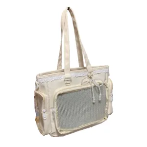 Japanese style lace transparent ita bag cute shoulder messenger tote bag for women commuting