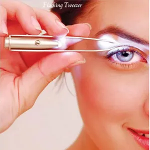 LED lighted eyebrow tweezer for precise hair removal, built-in light for clear vision.