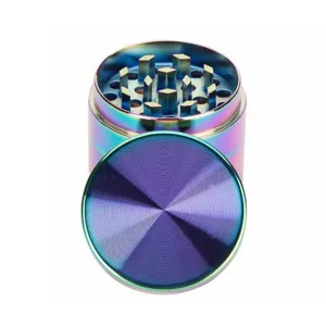 Premium 4-piece 40mm rainbow metal spice herb grinder with sharp teeth for kitchen use