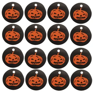 Κρεμαστές ετικέτες δώρου κολοκύθας Halloween, μαύρες στρογγυλές κάρτες για συσκευασία.
