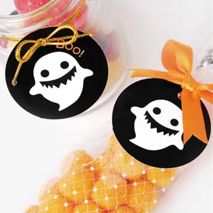 Κρεμαστές ετικέτες δώρου Halloween με σχέδιο φάντασμα, ιδανικές για συσκευασία.