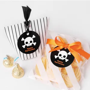 Σετ ετικετών δώρου και τσαντών συσκευασίας Halloween, ιδανικό για μπισκότα και πάρτι.