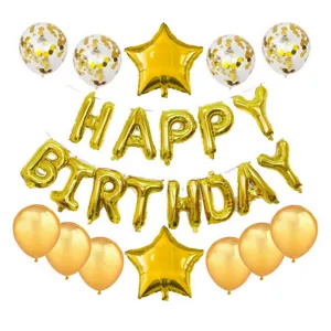 16 inch happy birthday foil letter balloons gold star confetti balloons party decoration set