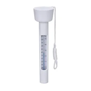 Floating pool thermometer with clear Fahrenheit and Celsius scale for spa and water temperature.