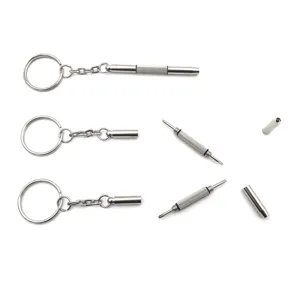 Portable mini screwdriver keychain multi-functional glasses repair tool detail view.
