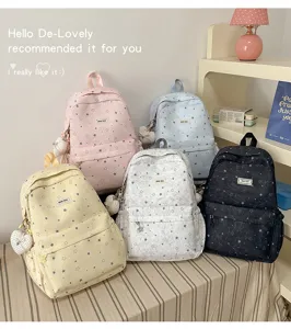 Japanese ins style star print backpack casual school bag for teenage girls light daily daypack