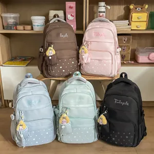 Casual minimalist solid color large capacity school backpack for daily use and students