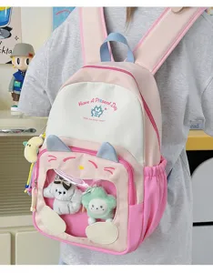 Zaino Ita con orecchie di gatto e finestra trasparente grande capacita borsa scolaretta