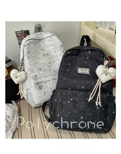 Japanese style ins star print canvas backpack casual school bag for students daily commuting