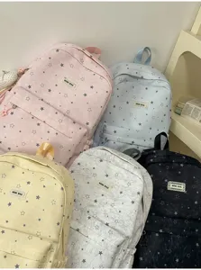 Japanese style star pattern school backpack for student casual daily use multi color