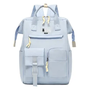 Lightweight minimalist diaper backpack large capacity casual travel school bag light blue