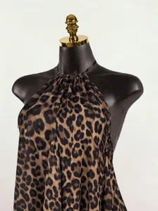 Sexy leopard print halter top for women, chic backless sleeveless summer chic short camisole.