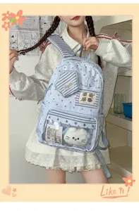 Ins Stil große Kapazität Rucksack Schüler Schultasche mit Sternenmuster und durchsichtiger Tasche.