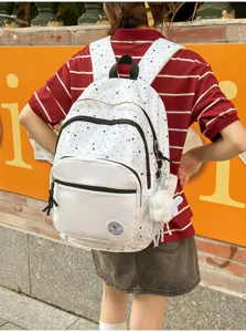 Japanese style sweet star pattern student backpack, lightweight school bag for girls and teens.