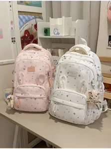 Zaino scolastico carino grande capacità stampa stelle per ragazze casual borsa