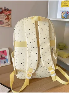 Cute star print student backpack in sweet Japanese style. Lightweight school bag for daily use.