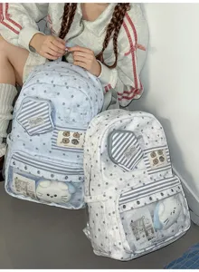 Niedlicher Sternen-Schulrucksack mit großem Kapazität und transparenter Vordertasche.