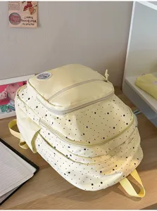 Sweet Japanese style yellow star backpack for students cute school bag lightweight daily commuter