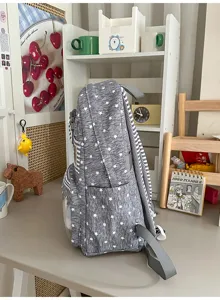 Grauer Rucksack mit Sternen Muster gross Kapazitaet Schultertasche fuer Studenten
