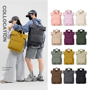 New Men's Large Capacity Roll Top Backpack Casual Business Travel Laptop School Bag