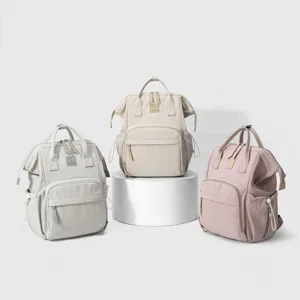 Stylish large capacity waterproof baby diaper backpack set, multi-functional travel bag.