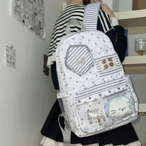 Ins Stil grosse Kapazitaet Rucksack fuer Studenten mit Sternenmuster und transparenter Tasche.