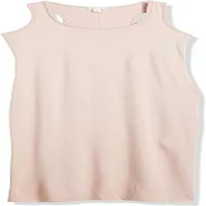 Top sans manches rose vue détaillée, coupe ajustée décontractée pour le quotidien.