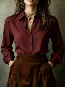 Printed Women's Casual Long Sleeve Blouse Turn-down Collar Button Lantern Sleeve Loose Commuting Shirt Polyester Solid Top
