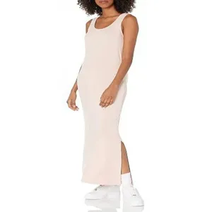 Robe longue minimaliste et élégante sans manches avec fente mode pour femme au quotidien.