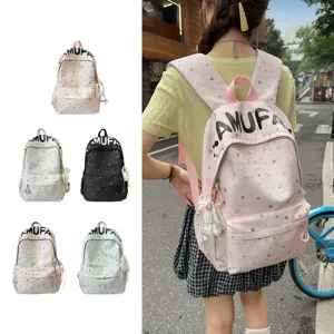Korean style cute star school backpack for teenage girls and students large capacity casual daypack