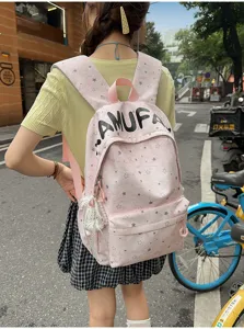 Korean ins cute star print backpack for women student casual lightweight large capacity bag