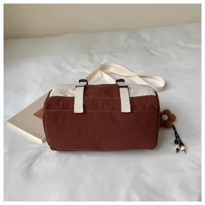 Borsa a tracolla cilindrica in stile coreano a contrasto di colore borsa casual chic