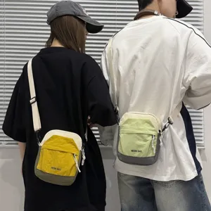 Lightweight casual color-block crossbody bag for phone and daily outdoor travel unisex