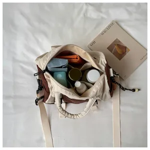 Borsa a tracolla in tela a contrasto di colore in stile coreano borsa casual capiente