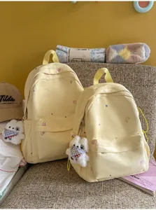 Sac à dos d'école en toile mignon broderie étoile lune sac de voyage décontracté