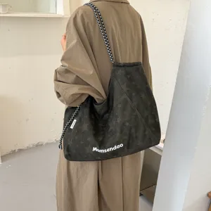 Korean style large capacity star pattern canvas shoulder tote bag for women casual fashion