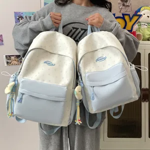 Süßer Farblock Rucksack Freizeit Sternenmuster Schüler Schultasche große Kapazität