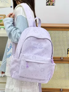 Mochila escolar de lona con estampado de galleta de estrella, dulce mochila casual