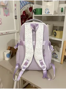 Korean sweet star dopamine ita bag color-blocked school backpack detail view for students
