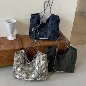 Casual star pattern large capacity tote bag minimalist fashion daily shoulder bag women