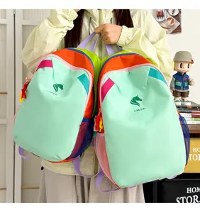 Farbblock Dopamin Schulrucksack für Jugendliche, leicht, lässig, Outdoor Reiserucksack.