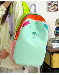 Dopamin Farblock Rucksack, lebhafter Freizeit Reisepucksack, stilvolle Outdoor Schultasche.